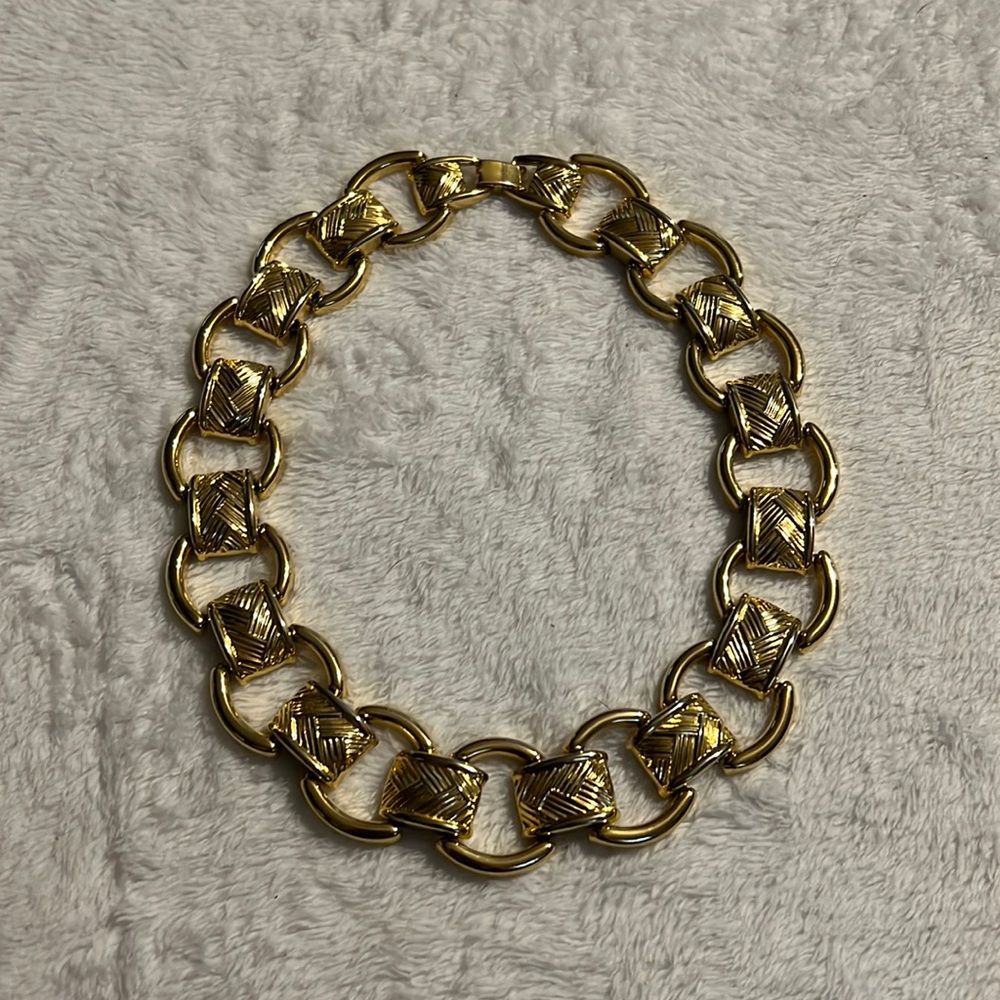 Gold Tone Chain Statement Chunky Necklace